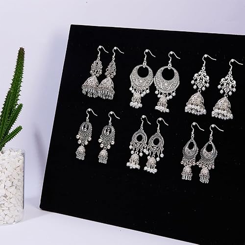 Miniatura 5 de SUNNYCLUE 1 caja de bricolaje 6 pares de aretes colgantes étnicos indios vintage, kit de fabricación de aretes colgantes Jhumka Jhumki Bollywood