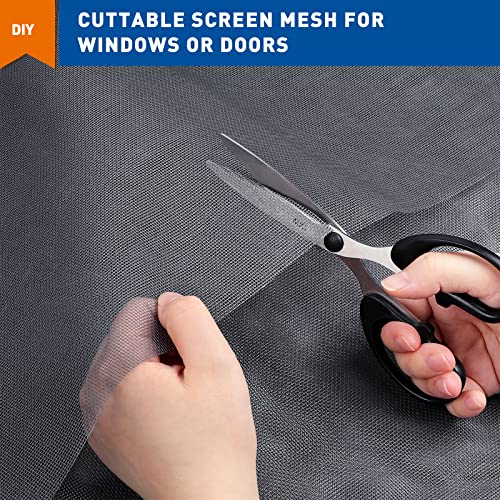 Magzo Window Screen Replacement, 48"W X 99"L Durable Windows Door Fiberglass Screen Mesh Diy Adjustable Screen Replacement For Patio Entry Porch Screen Mesh Curtain Net Grey #TOP7