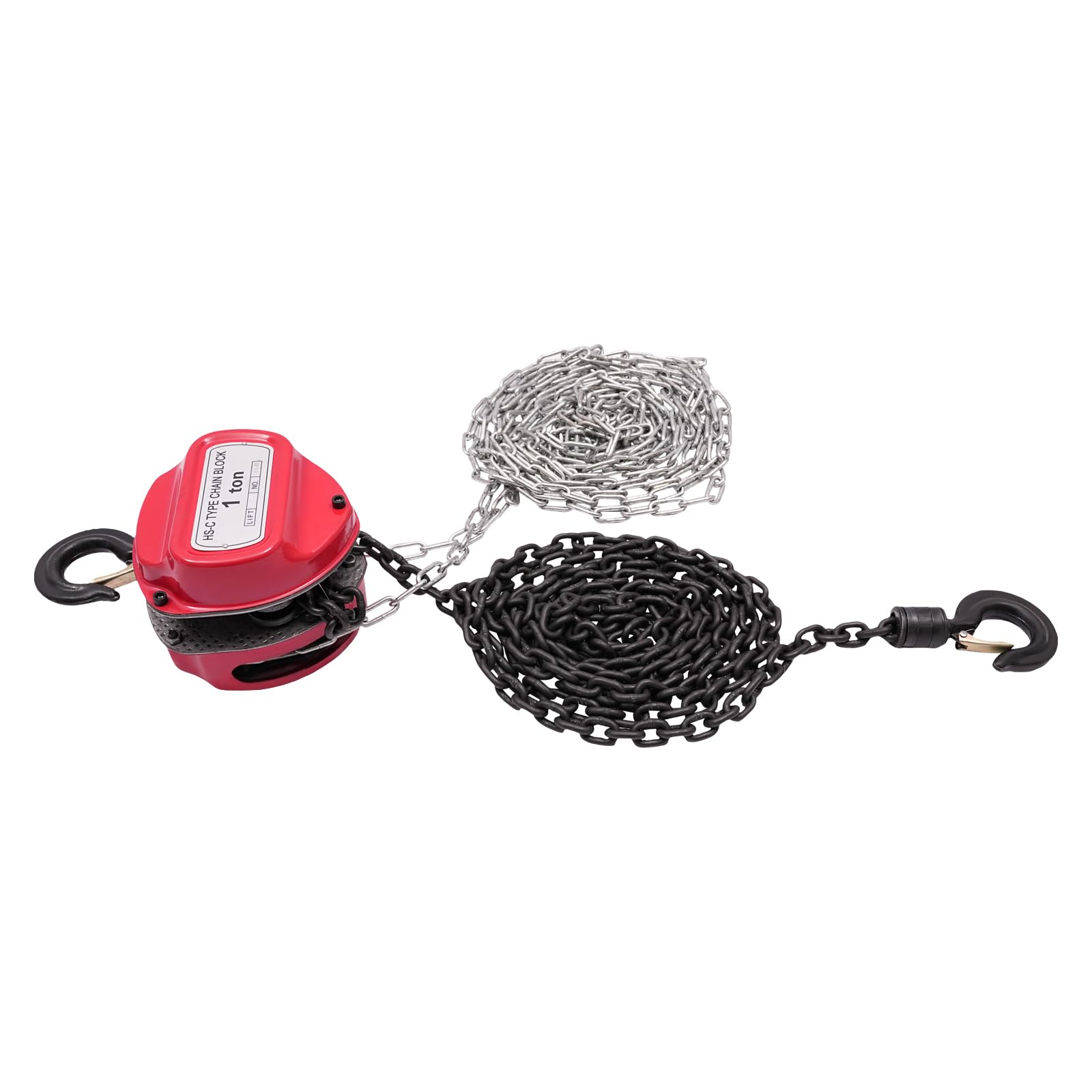 Paranco manuale a catena, capacità di 1000 kg, 4 m, con 2 ganci robusti a 360°, per fabbriche, fattorie, garage, magazzini, colore: rosso