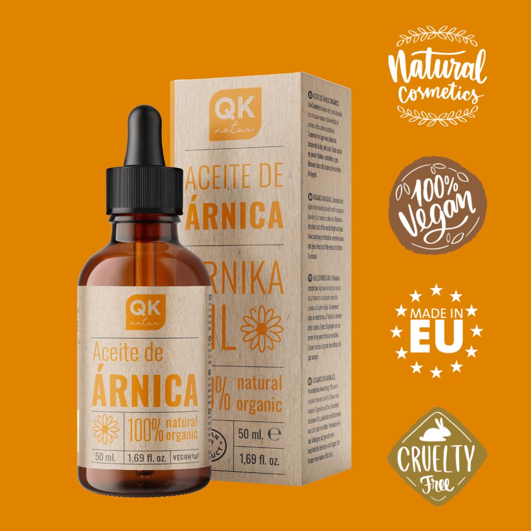 QKnatur ARNICA - 100% czysty olejek z arniki górskiej - napięcie mięśni, szyja, ramiona, plecy - organiczny - roślinny - 50 ml