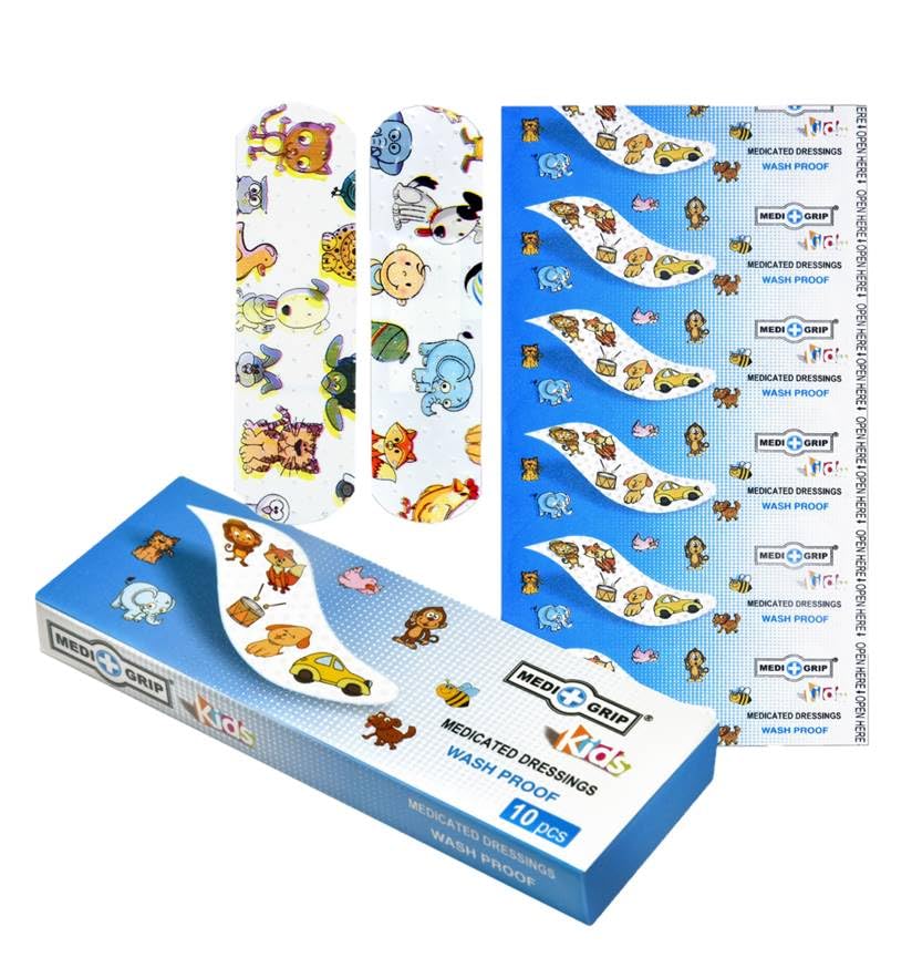 Medigrip Kids Band Aid (Pack of 100 Plasters) Adhesive Band Aid (Set of 10)