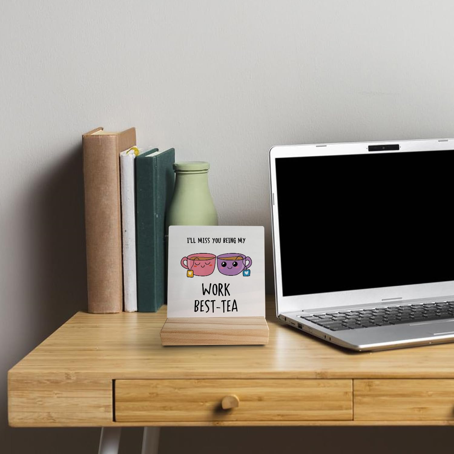 Farewell Gifts for Work Bestie, Goodbye Gifts for Coworkers Work Bestie, Coworker Leaving Gifts for Women, Work Bestie Gifts for Women, Work Bestie Goodbye Gifts, Work Best-Tea Wood Sign Plaque - Image 4