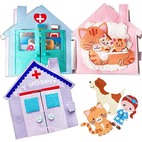 Image of MOVEBO- Quiet Book Child Booktoddler Quiet Book-Busy Book for 3 Year Old Boys&Girls - Travel Toy,Best Gift from Grandparents for Toddler (Pet Hospital)