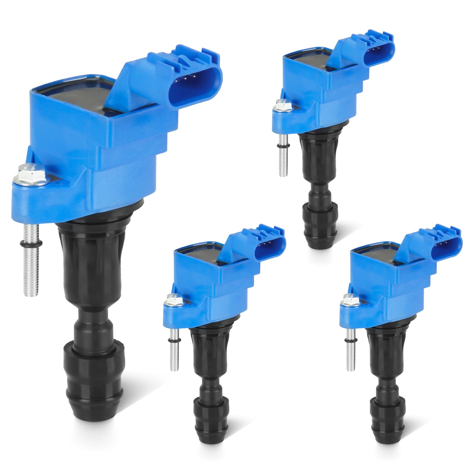 Blue Set of 4 Ignition Coil Pack 2.4L Compatible with Chevy Equinox Cobalt HHR Malibu, Buick LaCrosse Regal Verano, GMC Terrain, Saturn Aura Ion Sky, Pontiac G5 G6 Solstice Replace UF491 C1552