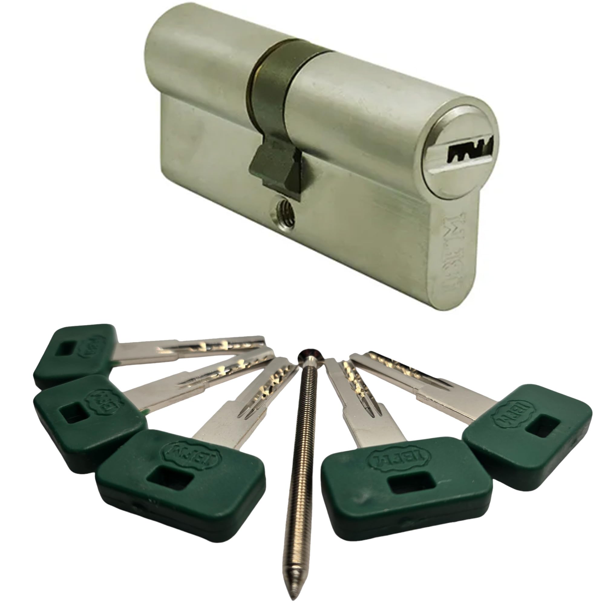 Universal Hardware Satin Chrome Euro Cylinder 80Mm Lock Door Barrel Lock Made Of Solid Brass, Chrome Matt Finish Security Cylinders With Five Keys (40Mm/40Mm)