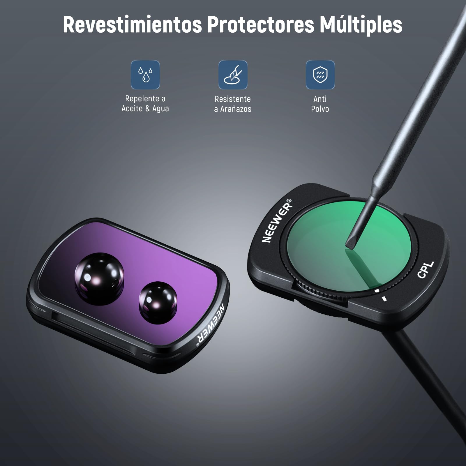 NEEWER CPL Juego de filtros ND, Compatible con Accesorios dji Osmo Pocket 3 / Pocket 4 / Xtra Muse Creator, Filtro polarizador Circular magnético HD múltiple ND16 ND64 ND256 Kit de Filtro Gris