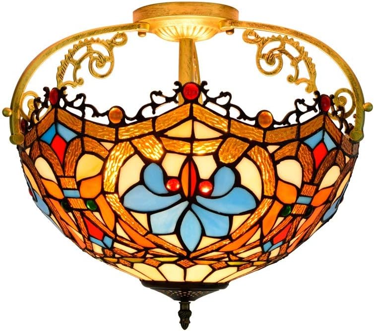 人気のファッションブランド ボヘミアンスタイルのシーリングライト 16インチハーフシーリングライトティファニーリビングルームの廊下のためのシンプルなスタイルブルーパロットパターン Therapeuticapillows Ca