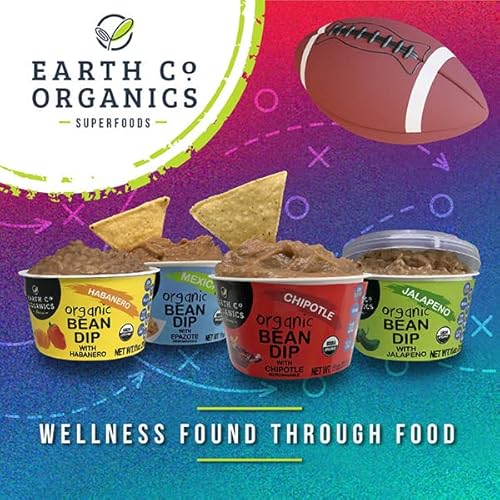 Earth Co Organics - Organic Pinto Bean Dip Combo 4 Pack (11Oz Each). Habanero, Chipotle, Jalapeno & Mexican Secret. Mexican Dips. Healthy And Vegan Dip For Chips. Bpa Free And Microwavable Packaging. #TOP1