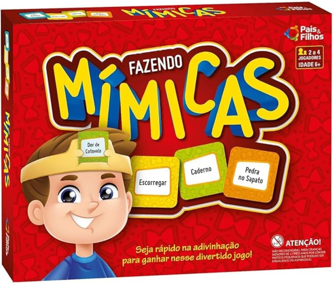 Jogo Fazendo Mímicas Pais & Filhos – 216 Peças, Educativo e Divertido para Família e Amigos – 2 a 4 Jogadores