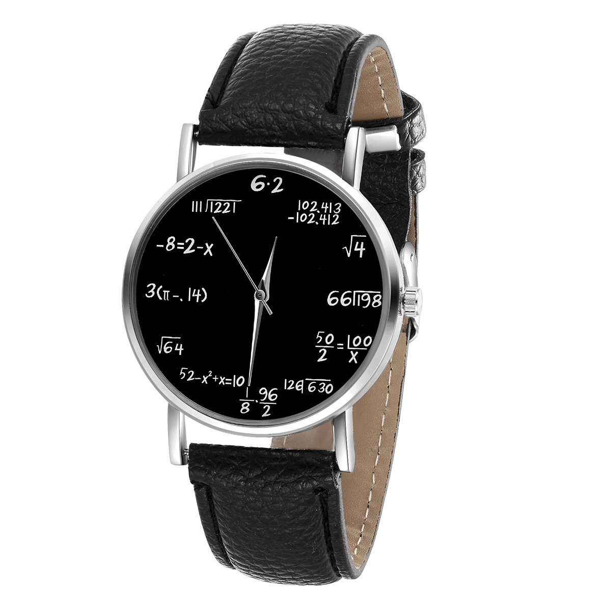 lymfhch数学数式計算式ダイヤルユニセックスレザーQuartz Watchブラックとホワイト ブラック