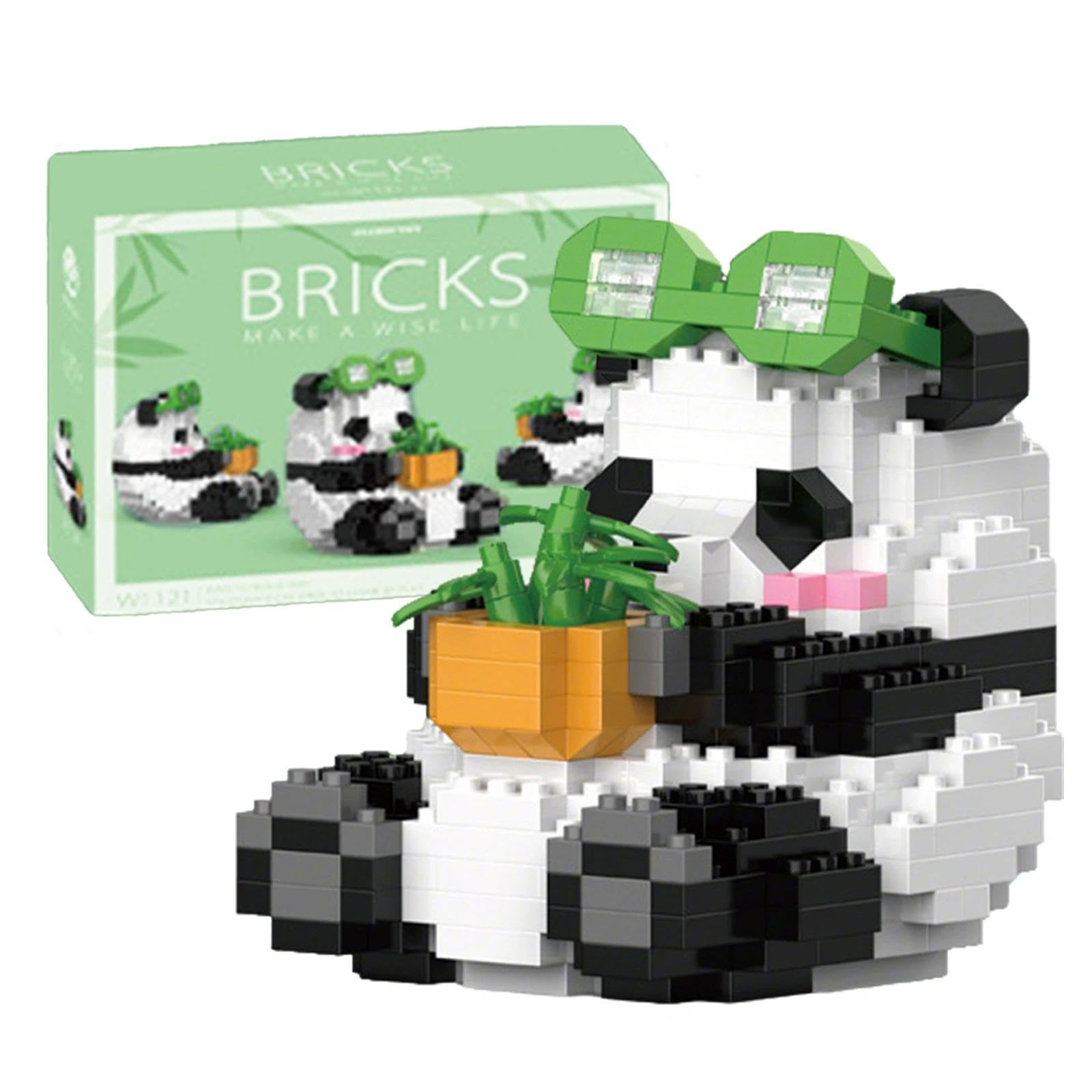 EnixwH Panda Building Blocks, 348 Pieces Mini Brick Figure Toys, Panda Micro Building Blocks, Mini Animal Miniature Panda Building Block Decoration for Adult Child
