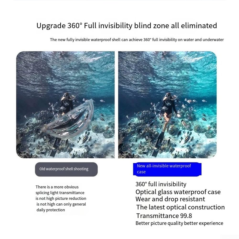 Funda de buceo impermeable de 40 m para Insta 360 X4, diseño transparente para fotografía sin obstáculos, material de carcasa