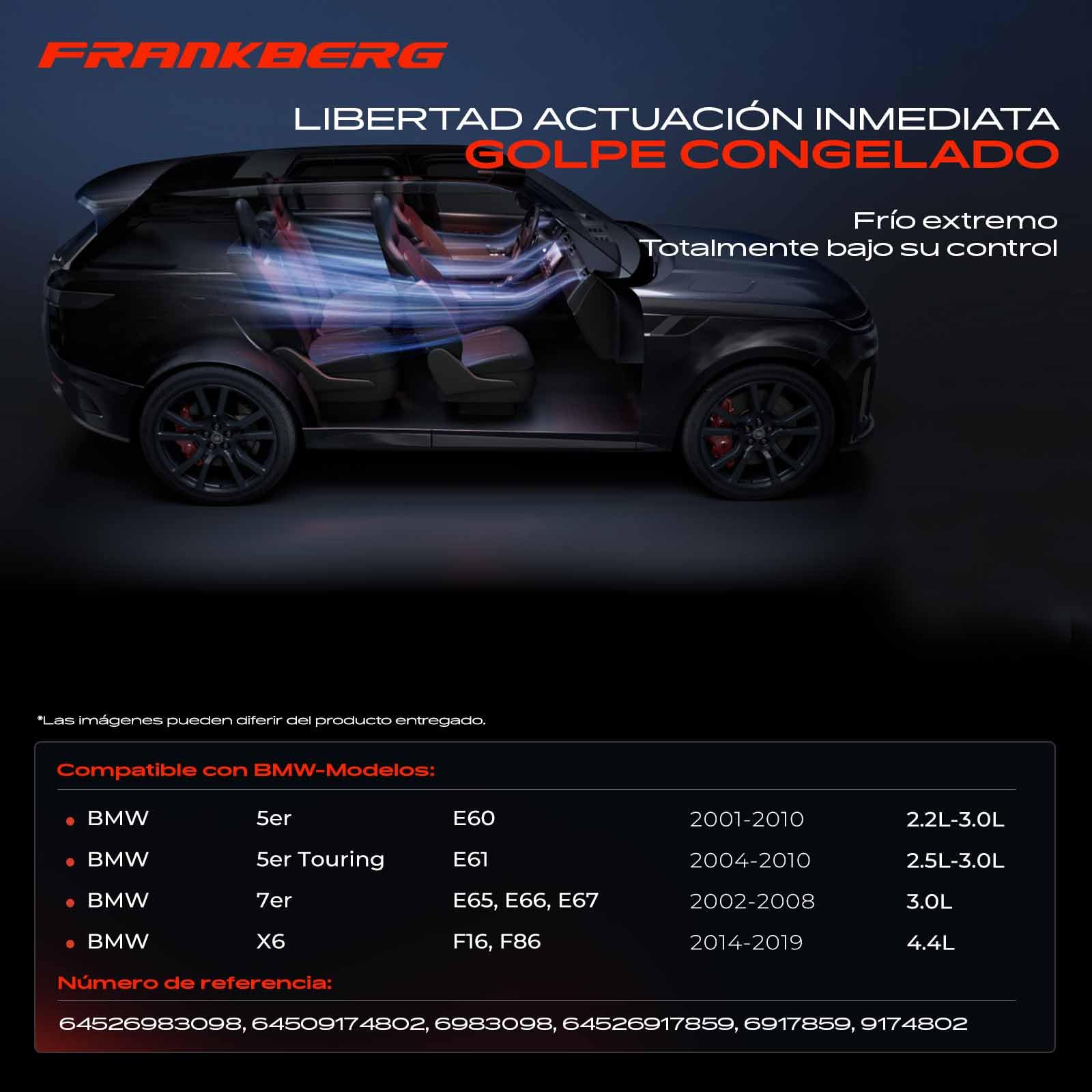 Frankberg Compresor de aire acondicionado con embrague Compatible con 5 Series E60 5 Series Touring E61 7 Series E65 E66 E67 X6 F16 F86 64526917859incl. aceite premezclado