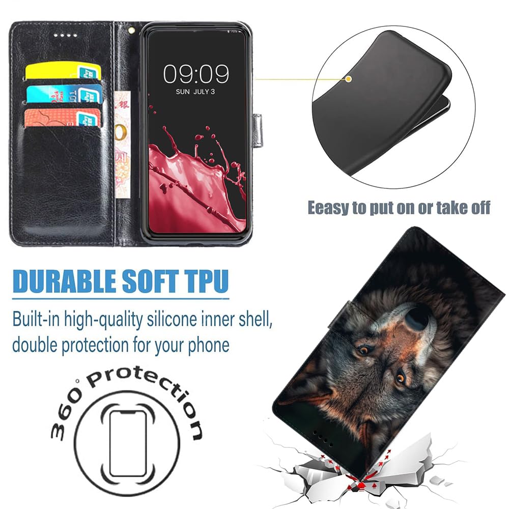 EuoDuo Compatibile con Xiaomi Redmi Note 12 4G Cover Libro con Disegni Custodia Portafoglio Magnetica in Pelle PU Completa Protettiva Caso Flip Wallet Case - Lupo della foresta