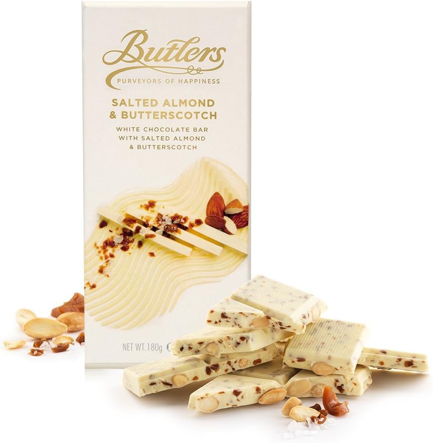 Butler's Irish Chocolates Salted Almond & Butterscotch White Chocolate Bar with Salted Almond & Butterscotch Bar - 180g
