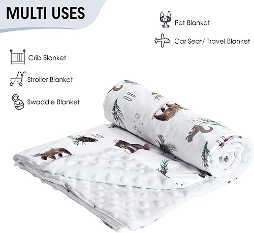 Miniatura 6 de david's kids Minky - Manta de bebé para niños y niñas, neutra, 40 x 50 pulgadas, suave y ligera, manta de microforro polar con doble capa, respaldo