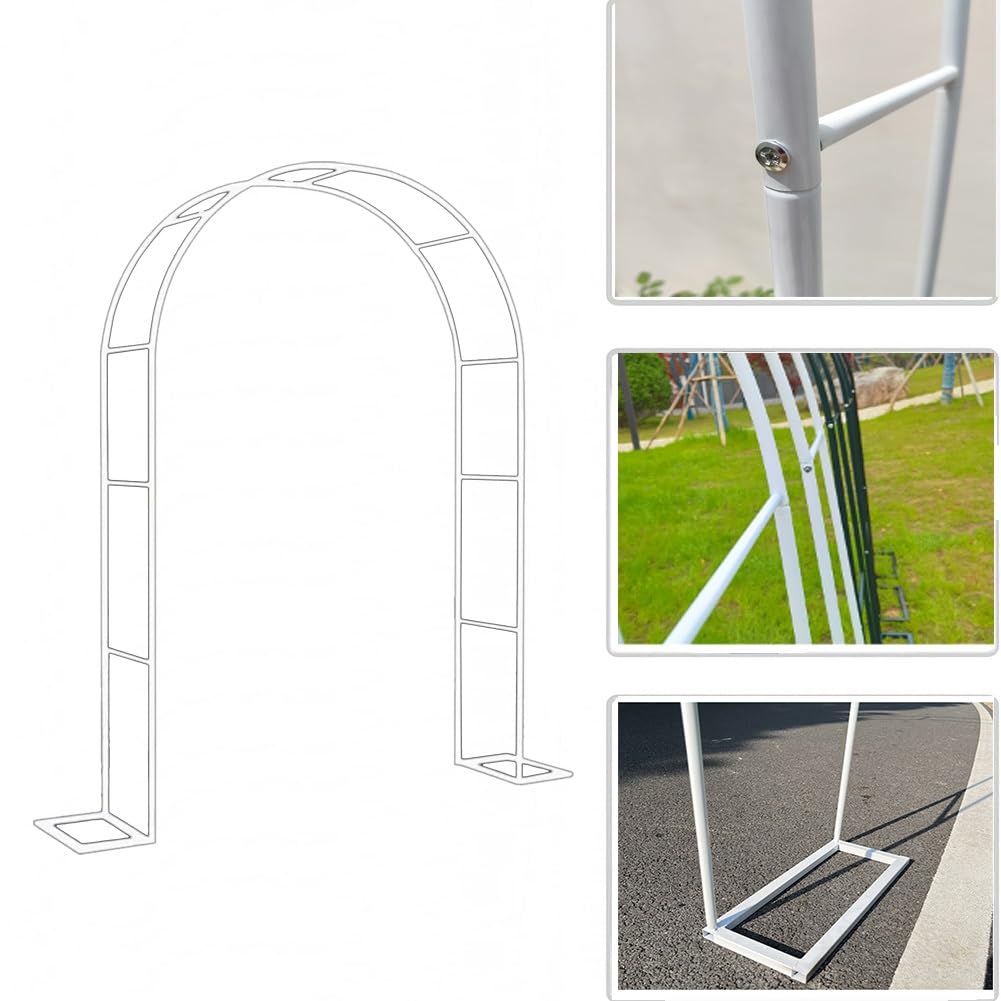 Łuk pergoli ogrodowej, metalowa kratka do roślin pnących, pergola zewnętrzna i łuk ślubny, wysokość 16 cm, czarny/biały/zielony, idealny na dziedziniec, ceremonię, trawnik i garaż