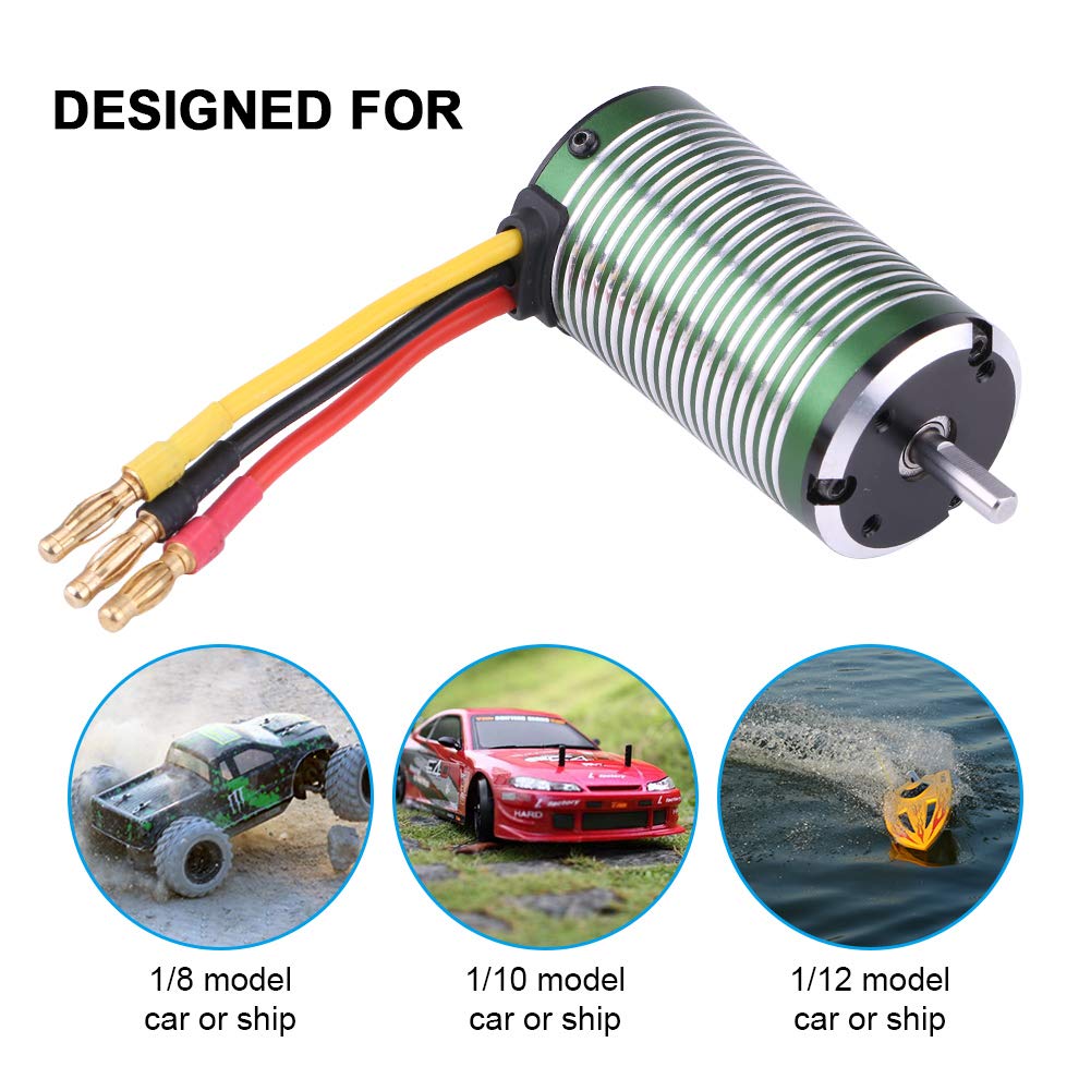 Motore RC 3665 3600KV Ad Alta Efficienza per Modellino di Nave, Metallo 1,4 * 2,6 Pollici, 4 Poli, per Telecomando 1/8 /10/12 (3665-4500KV)