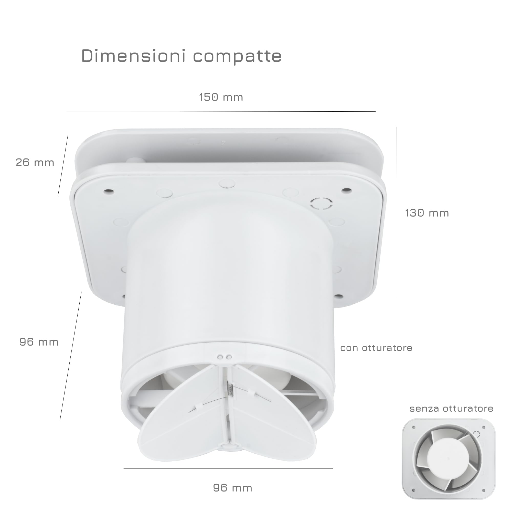 Turbionaire TREND 100 SWM Aspiratore Bagno 100 mm, Bianco, Aspirazione Perimetrale, Valvola di Non Ritorno, Silenzioso, IPX4, Anti Muffa e Umidità,Garanzia di 3 Anni