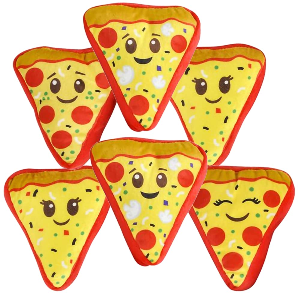 ArtCreativity Mini Plush Pizza Toys for Kids, Set of 6, Soft and Cuddly Soft Stuffed Toys in Assorted Designs, Plush Party Favors for Kids, Cute Pizza
