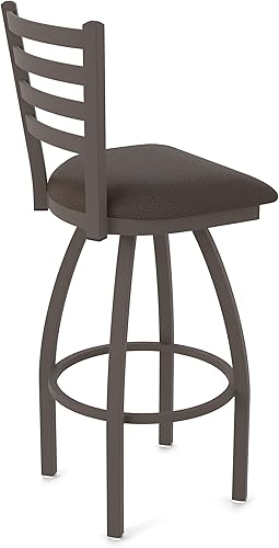 Miniatura 150 de 410 Jackie Taburete de bar giratorio de 36 pulgadas con acabado bronce y asiento de vinilo negro Vinilo negro,Canter Burdeos,Tierra Canter,Canter