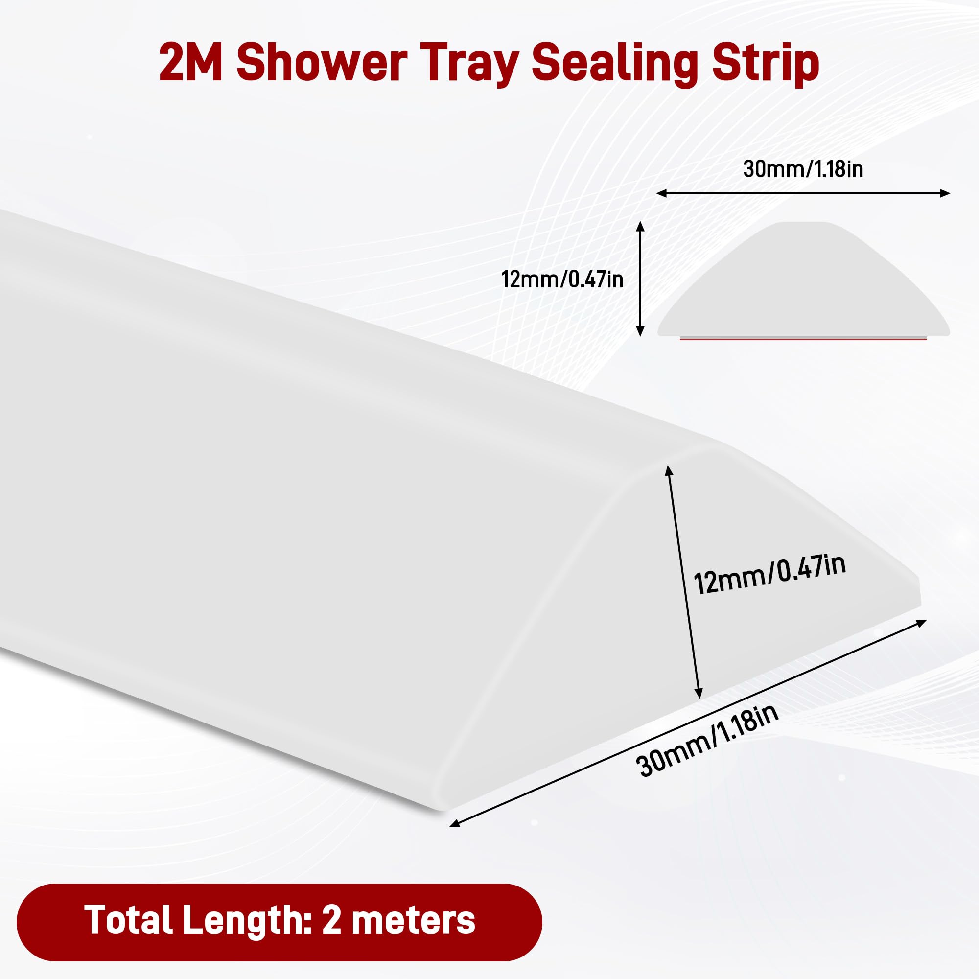 Barriera Doccia In Silicone 2M – Ferma Acqua Trasparente, Autoadesivo, Per Bagno E Cucina, Antiscivolo E Facile Da Tagliare