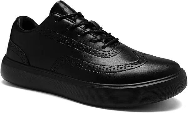 Men's Orthopedic Leather Dress Shoes: Wide Toe Box Comfortable Arch Support Plantar Fasciitis Business Formal Oxford, Orthotics Flat Feet Casual Walking Shoes for Foot and Heel Pain Relief