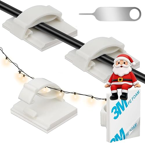 Miniatura 8 de Clips adhesivos para cables de gestión de cables, 50 unidades, color negro, adecuado para cables con un diámetro de ≤ 0.236 in en automóviles, casas