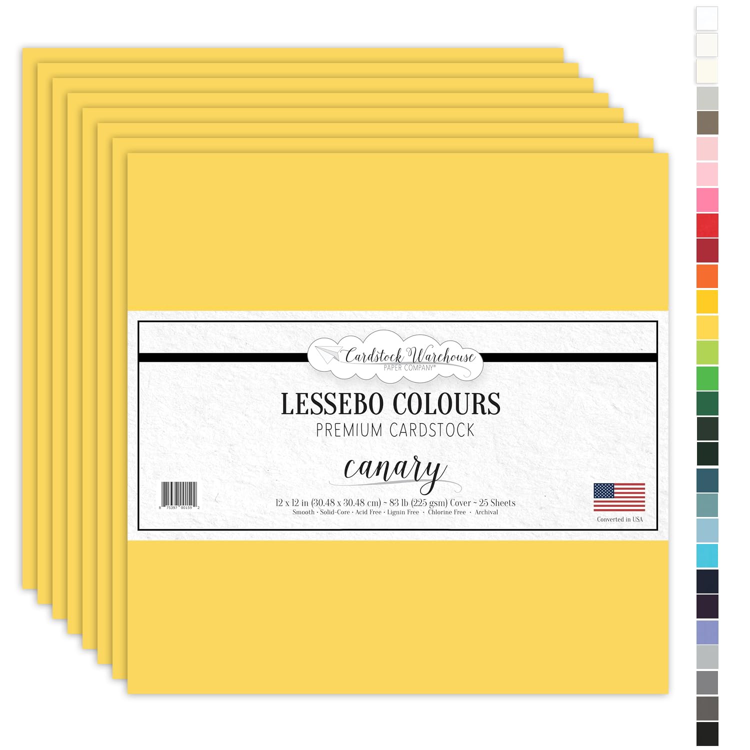 Cardstock Warehouse Lessebo Canary Yellow Cardstock Paper – 25 Sheets, 12 x 12" - 83 lb. / 225 GSM Premium Matte Yellow Card Stock for Scrapbooking,