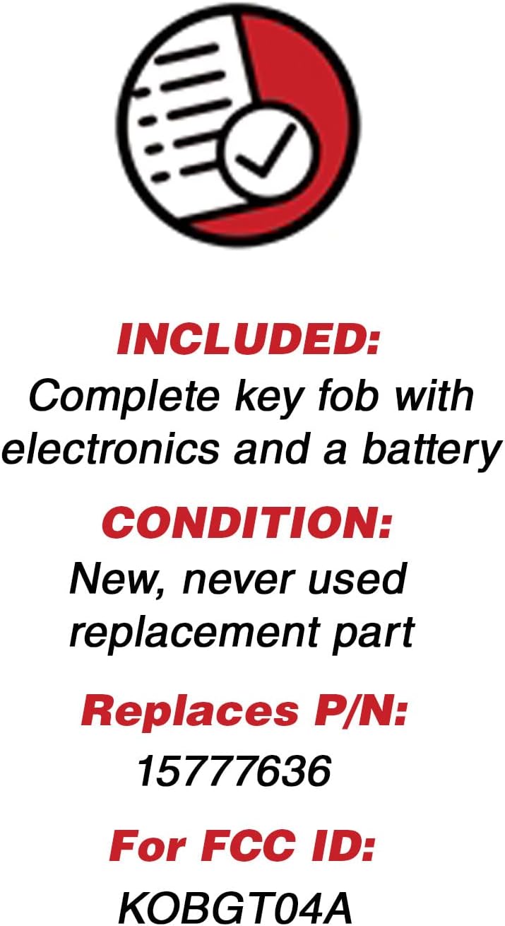 KeylessOption Keyless Entry Remote Control Car Key Fob Replacement for 15777636 (Pack of 2)