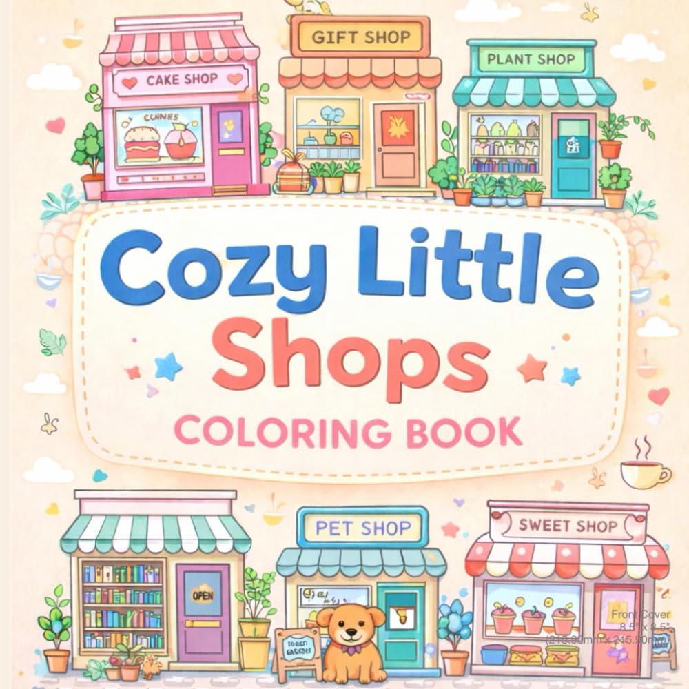 Cozy little shops coloring book