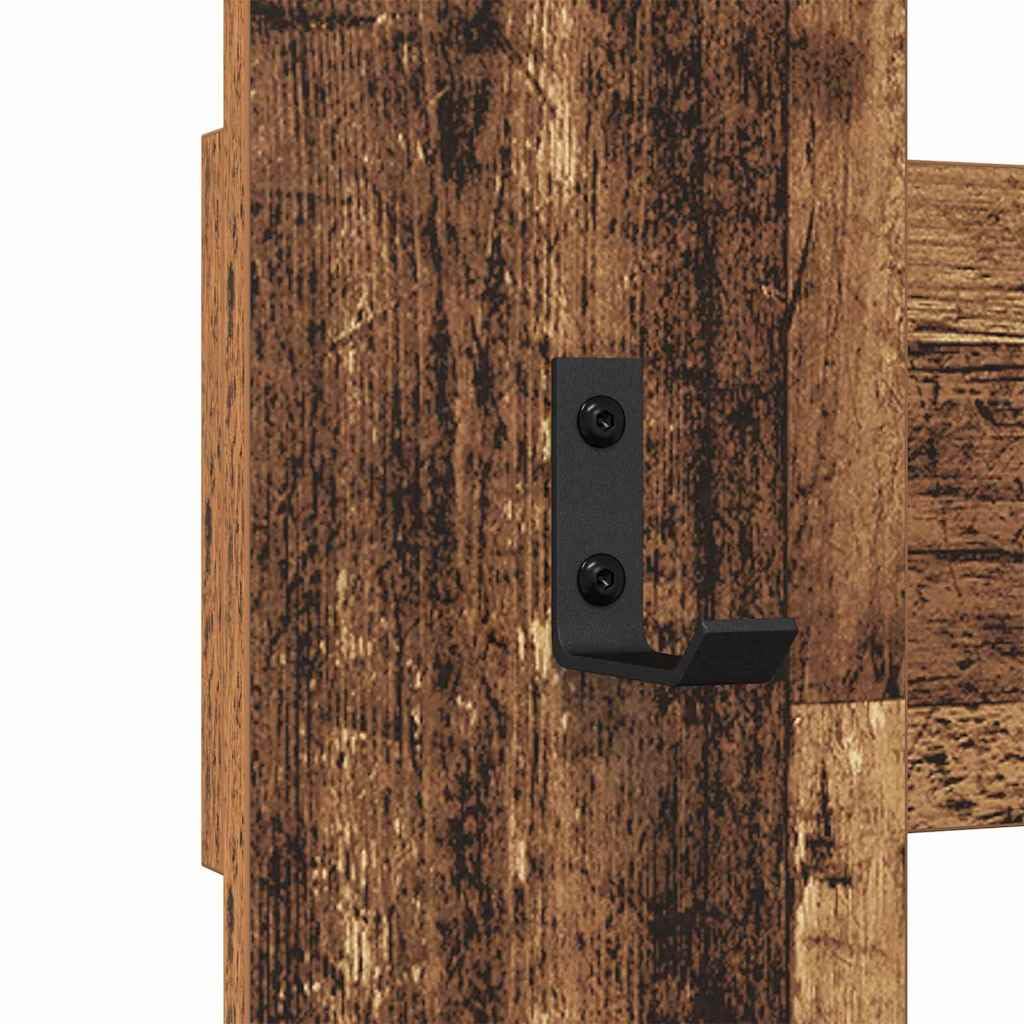 Wandmontierter Garderobenständer aus Holzwerkstoff in Altholz-Optik - Modernes Design, robust und platzsparend für Flur, Büro und Wohnzimmer