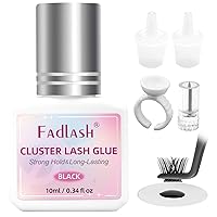 Vista 98 de FADLASH Pegamento de pestañas en racimo negro para extensiones de pestañas DIY, pegamento de pestañas impermeable de secado rápido de 2-3 segundos