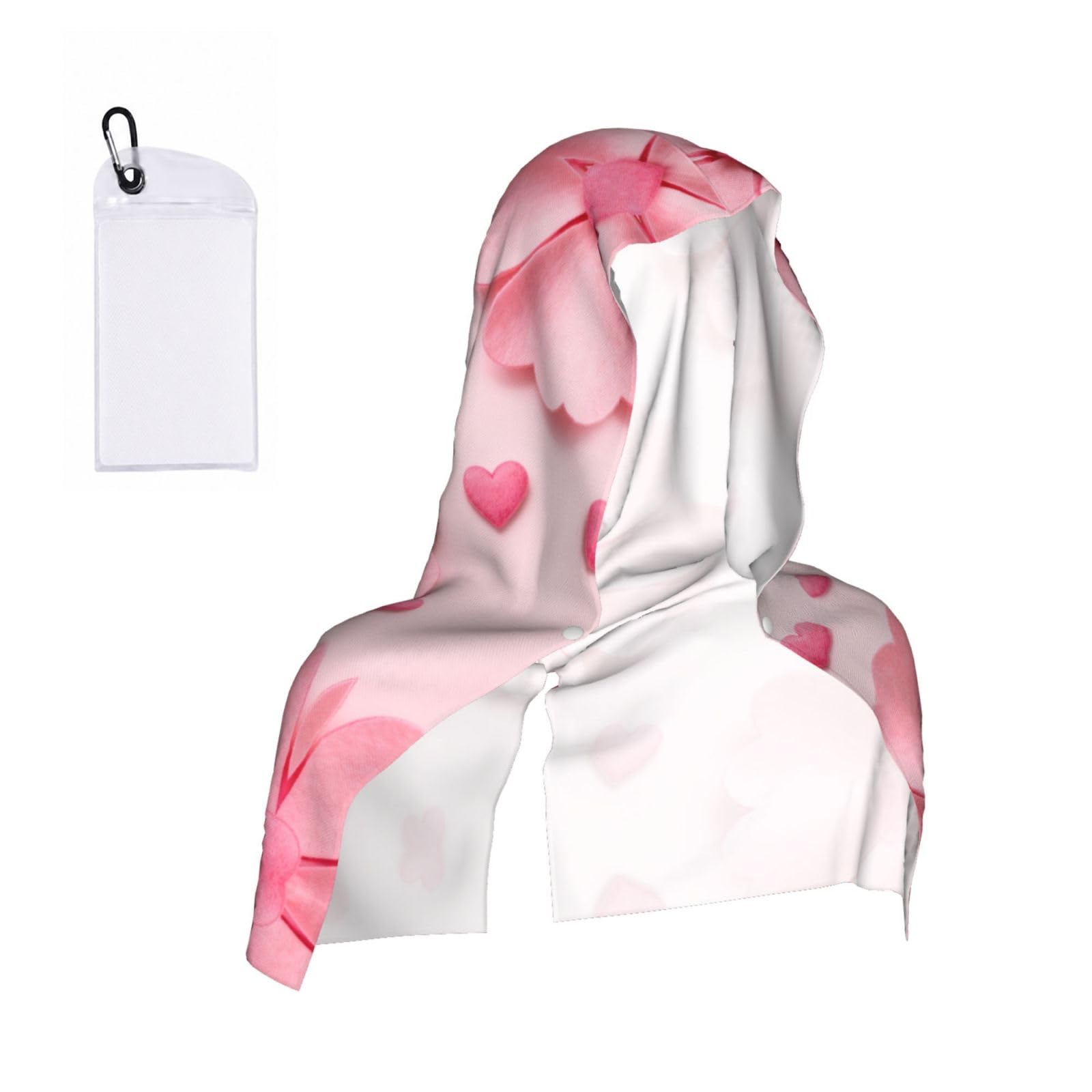 CNTDBU Heart Flower Seamless Cooling Towel Hooded-Instant Chill Neck Cover for Sports, UV Cooling Rag for Running Gym