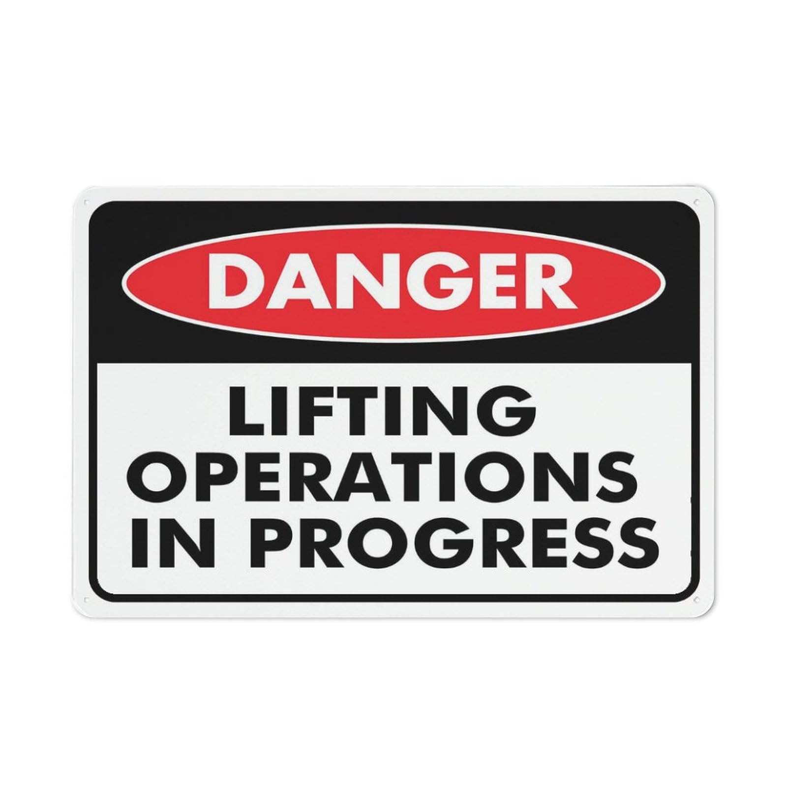 Danger Lifting Operations In Progress Sign - Rust-Free Aluminum 8"x12", UV-Protected, Waterproof, Weatherproof & Fade Resistant, 4 Pre-Drilled Holes