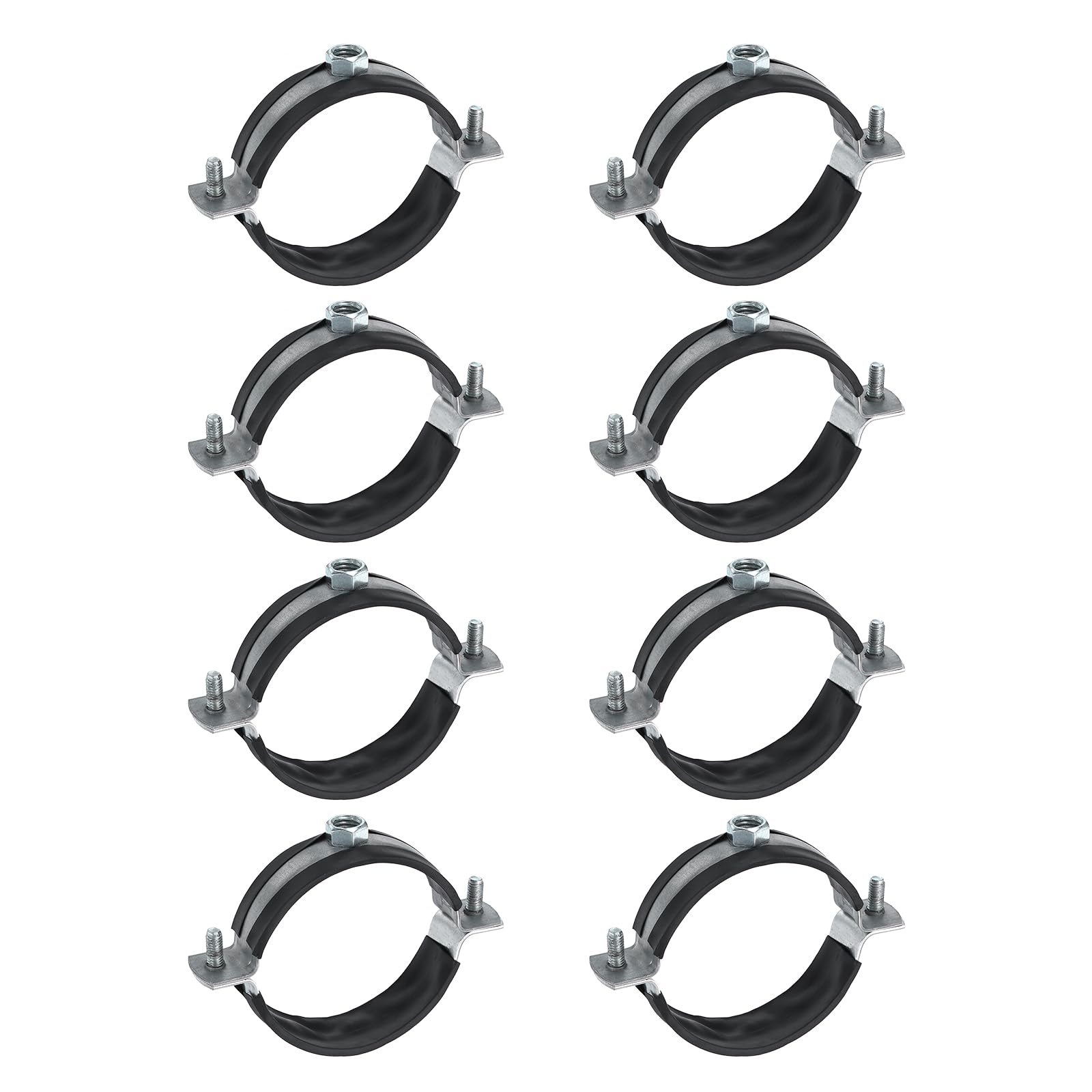sourcing map 8 Pcs Split Ring Pipe Hanger 2-1/2" (63mm) Galvanized Steel Sheet Wall Ceiling Mount Adjustable Pipe Bracket Clamp for Plumbing HVAC (M8)