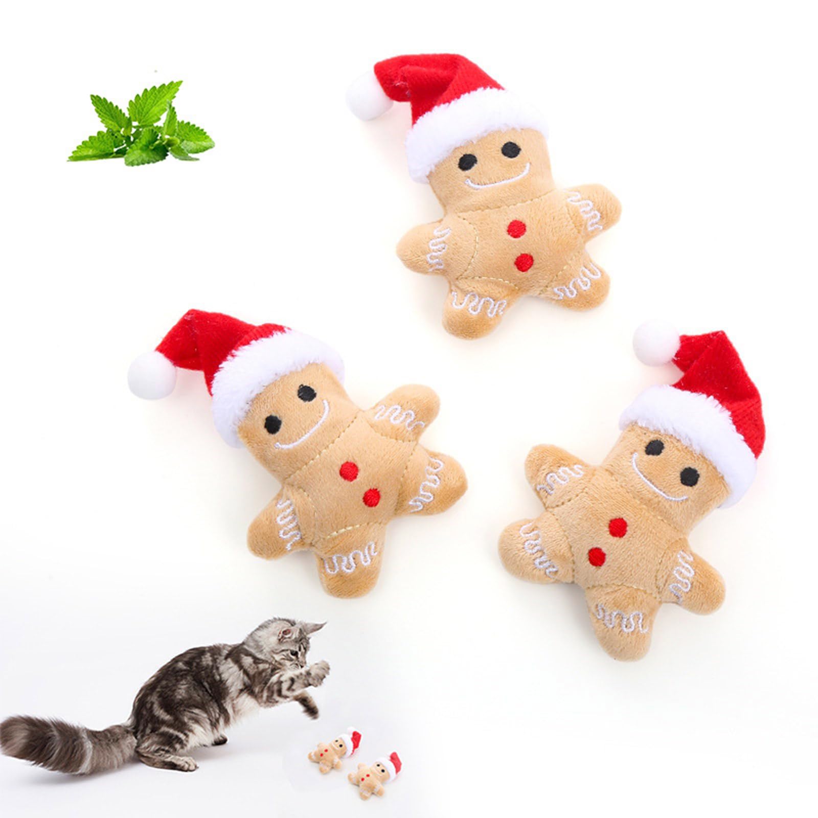 COYENRAT 2lots Interactively Christmas Cats Toy Bites Cats Toy Cats Entertainment Toy for Chewing and Grasping