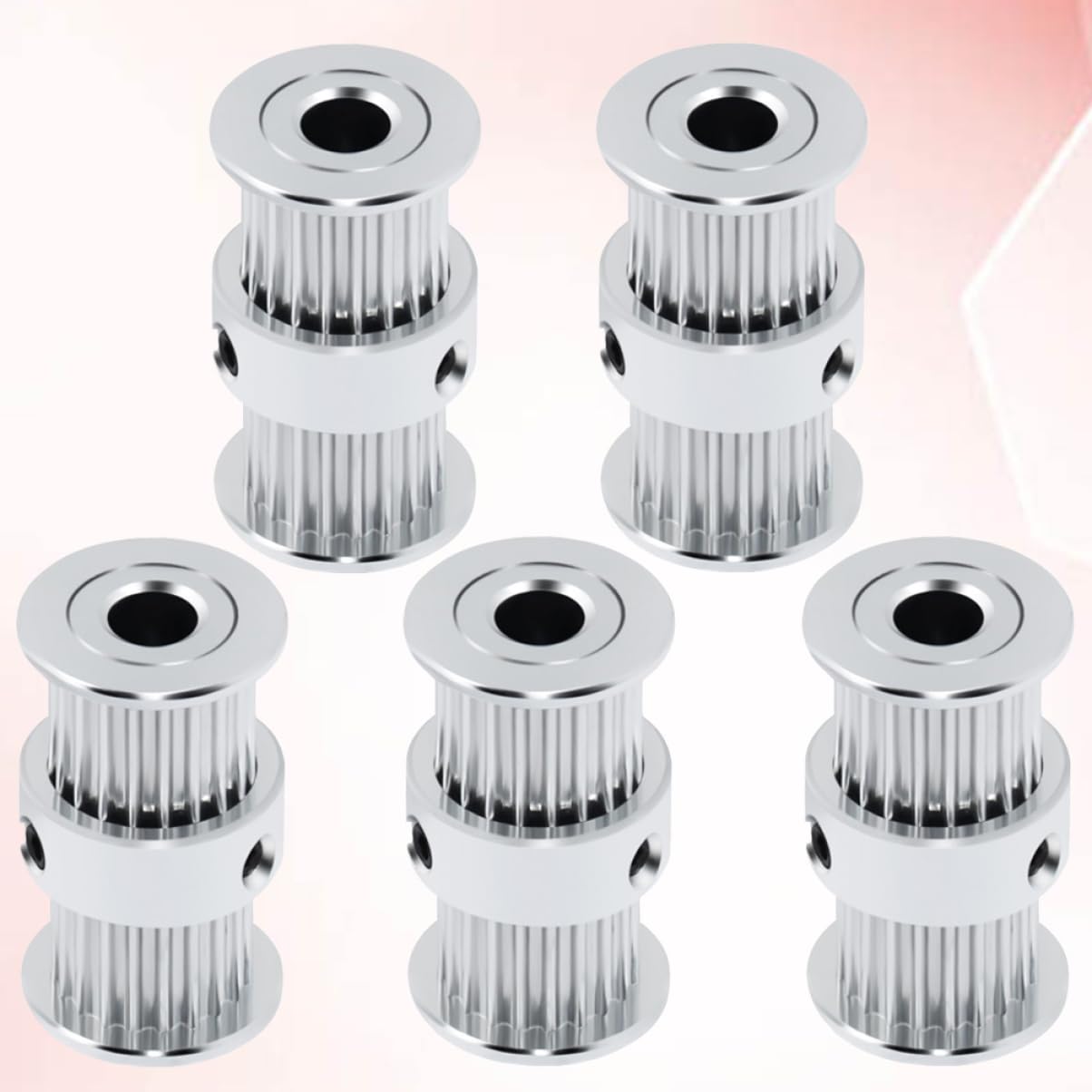 HOMOCONO 5pcs 20 2gt Idler Pulley 20 Teeth Idler Pulley Aluminum Synchronous Wheel 2gt 20 Teeth Gear Timing Belt Timing Pulley Wheel Mechanic Belt Iidler Pulley 20 Teeth Silver