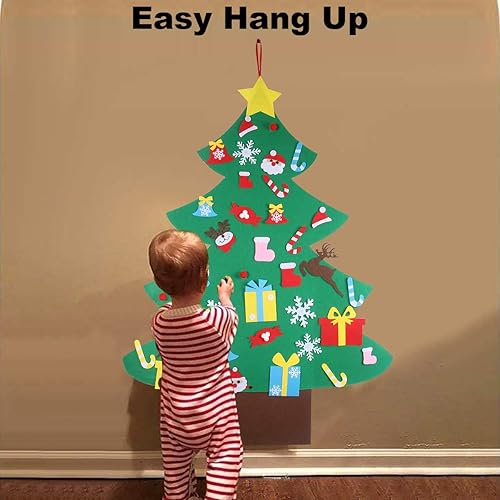 Miniatura 4 de Juego de árbol de Navidad de fieltro de 4 pies con 36 adornos  Árbol de Navidad de fieltro para colgar en la pared para niños pequeños, decoración