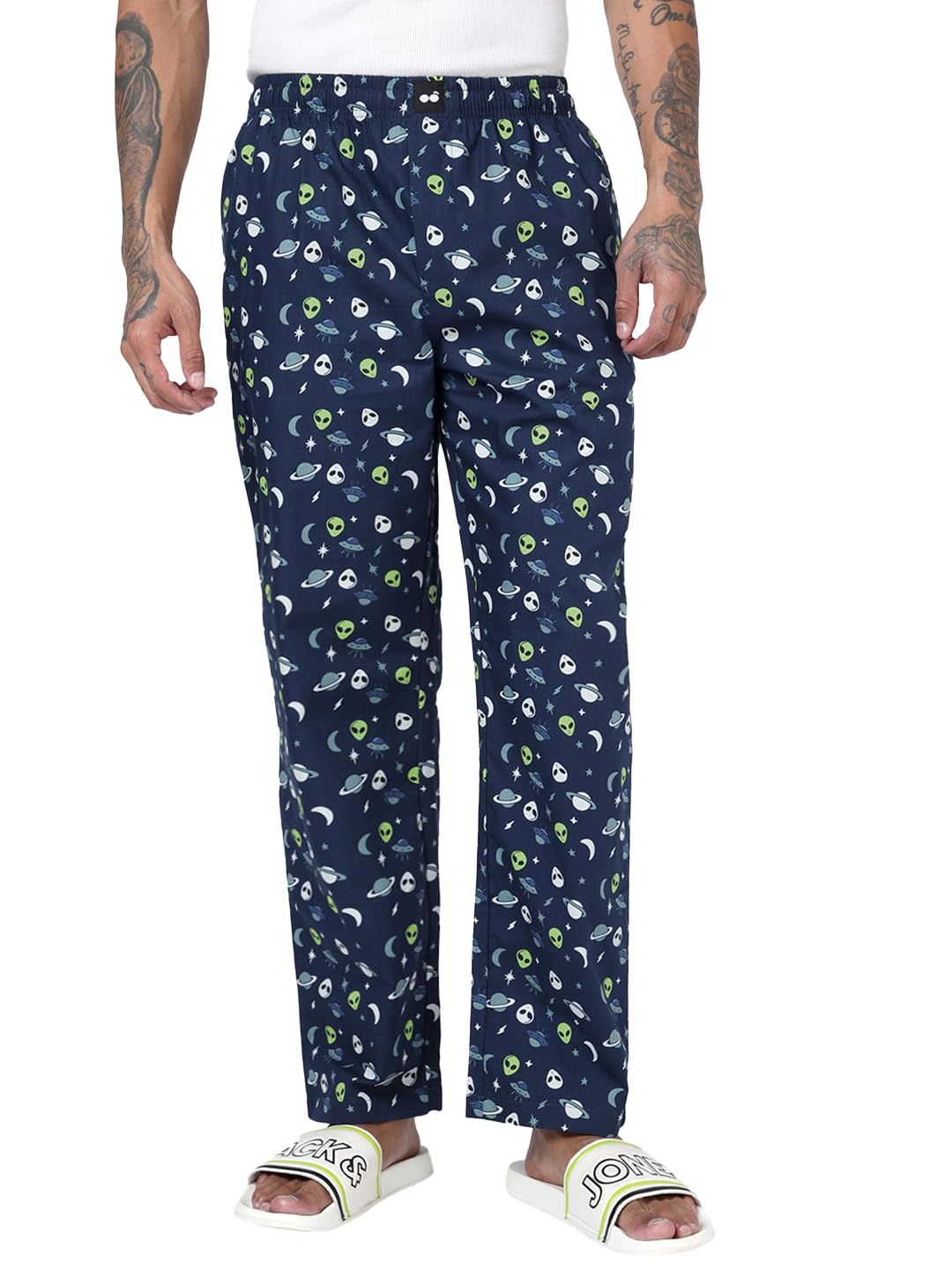 bewakoof Men's All Over Printed Regular Fit Poplin Pyjama-picture-37