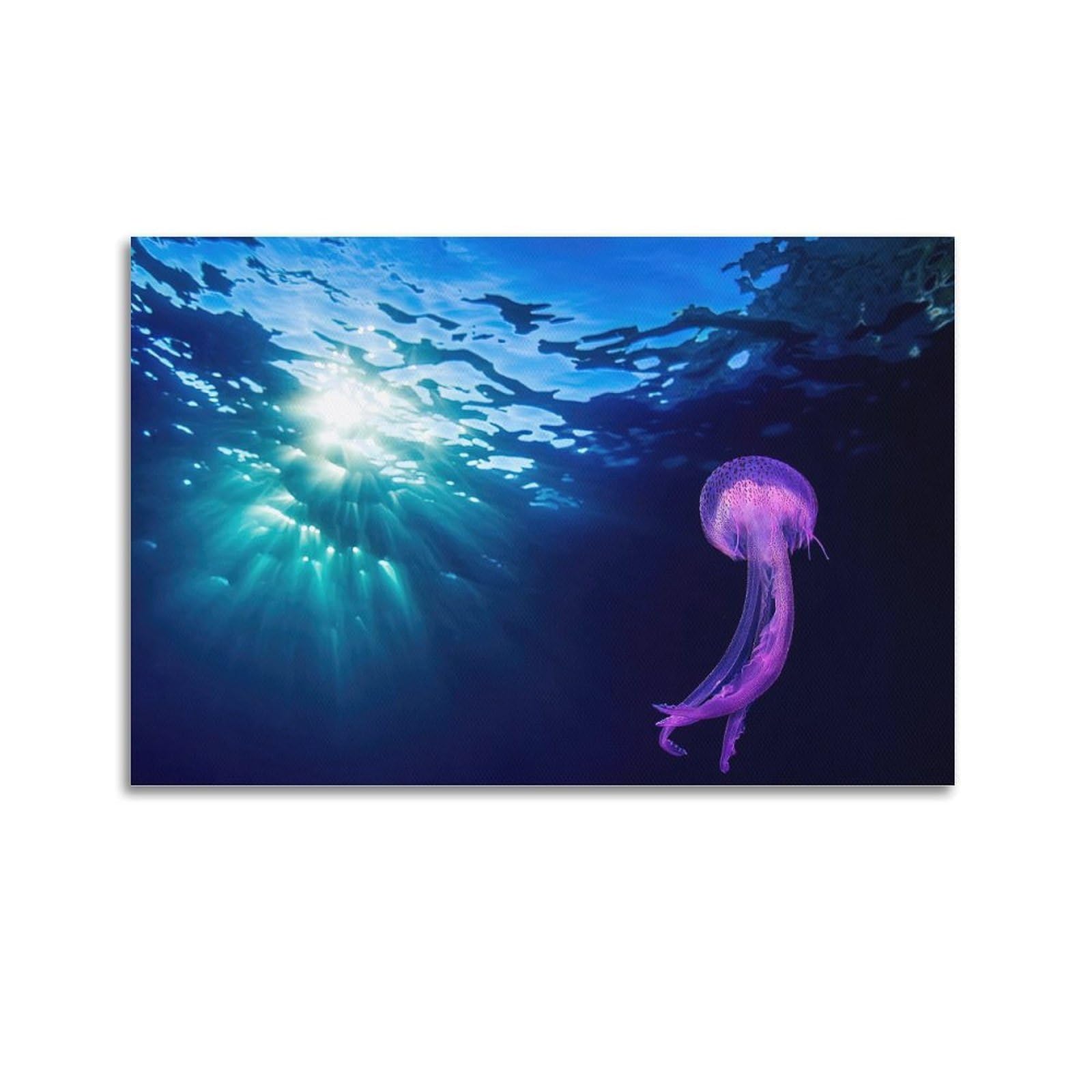 MJZLQN Marine Animal Poster Pink Jellyfish Under Sunlight Poster Decorative Painting Canvas Wall Posters And Art Picture Print Modern Family Bedroom Decor Posters 20x30inch(50x75cm)