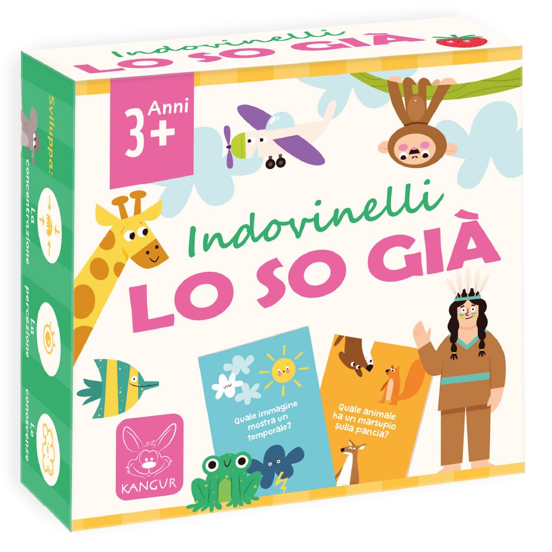 Gioco Educativo Indovinelli Lo So Già per Bambini dai 3 Anni in su Sviluppa Logica Linguaggio e Immaginazione 72 Domande Illustrate Divertente Gioco da Tavolo per Famiglie e Bambini