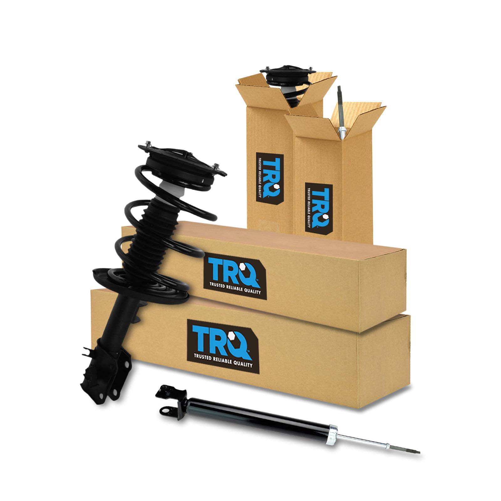 TRQ Front and Rear Complete Strut Assembly &amp; Shock Absorber Kit Complete Strut &amp; Coil Spring Assembly Compatible with 2007-2013 Nissan Altima