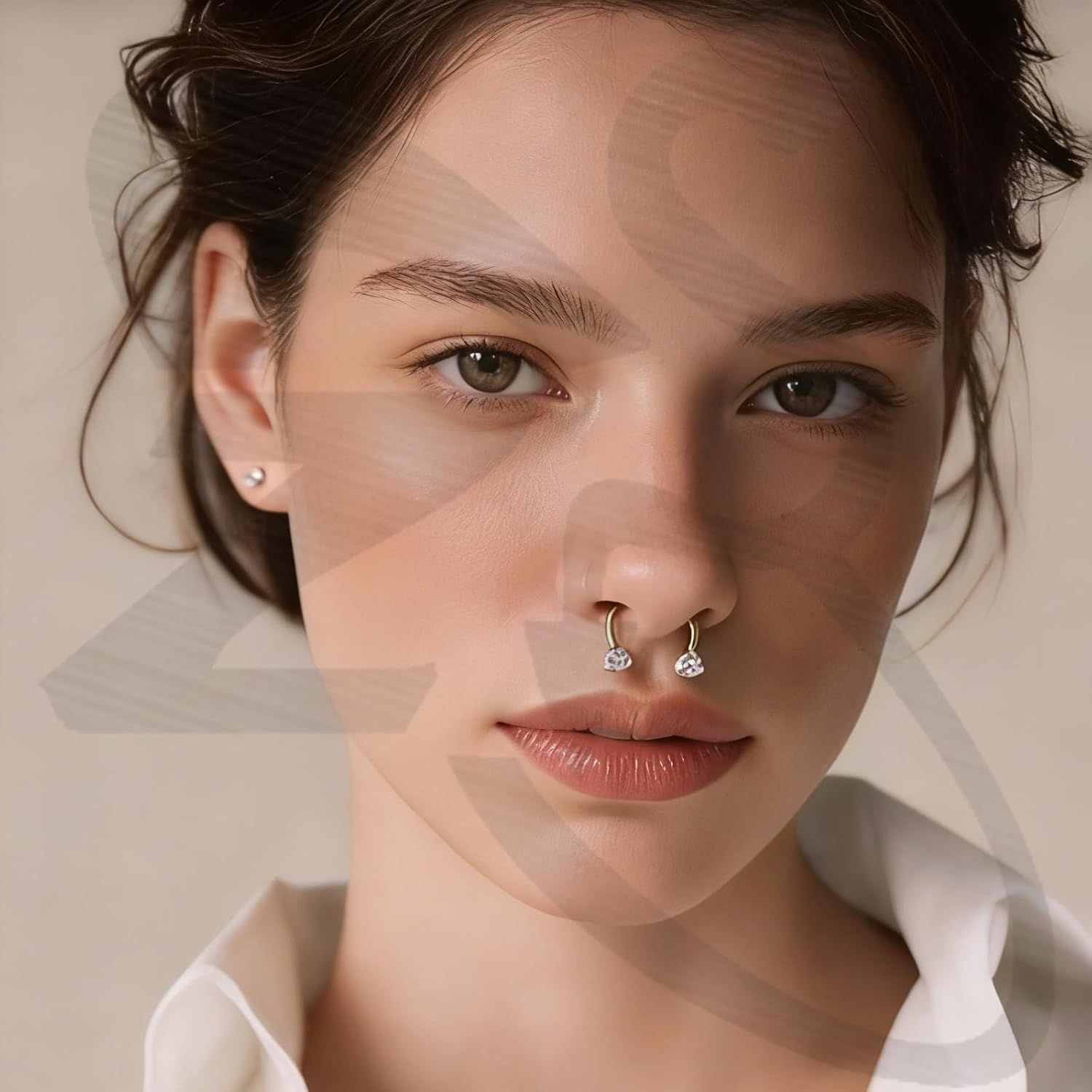 ZS G23 Titanium Horseshoe Nose Ring 20G 8mm - Hypoallergenic Piercing Body Jewelry for Nose, Lip, Ear, Helix, Conch, Cartilage - CZ Noes Studs with Insertion Tapper - Image 2