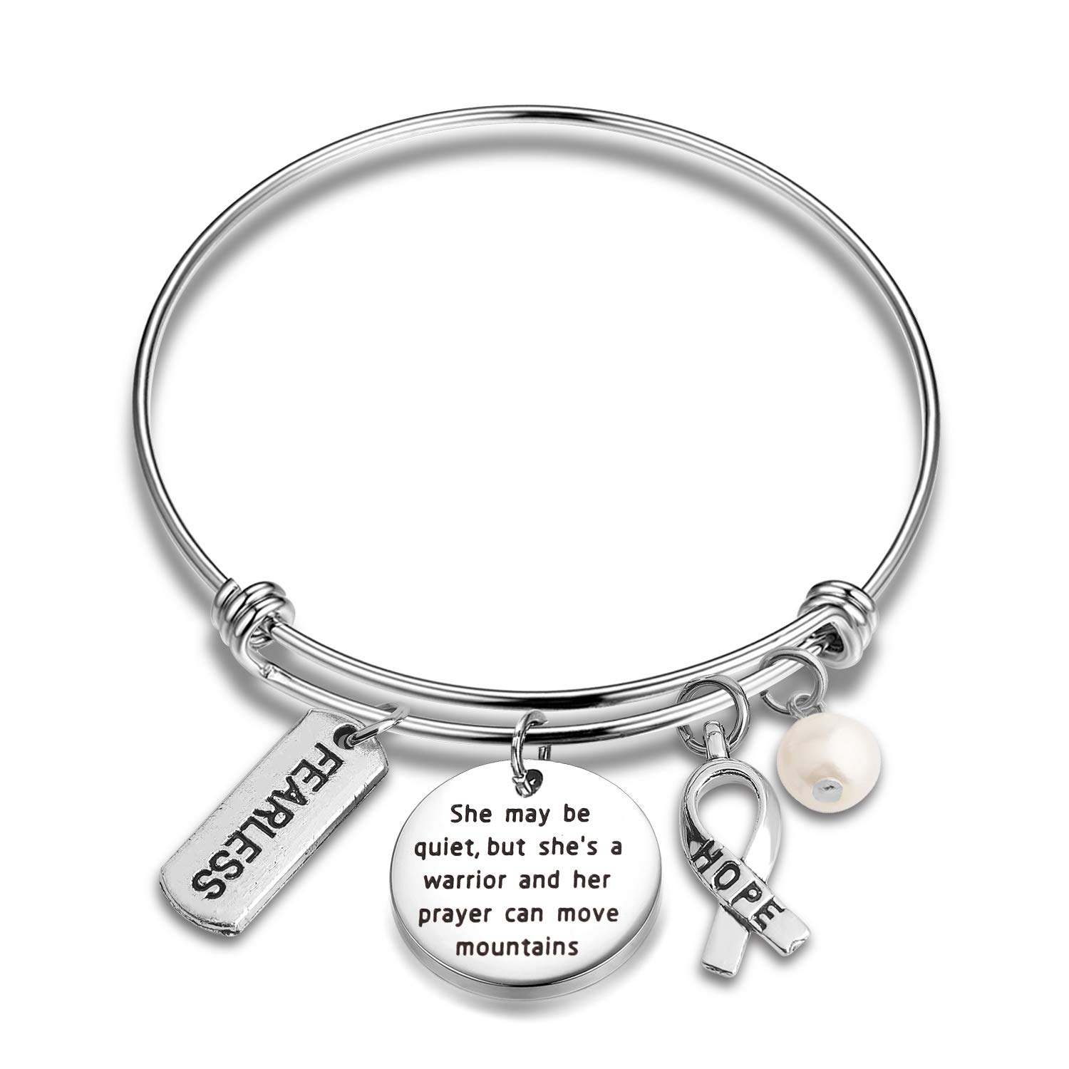 BAUNA Encouragement Bracelet Warrior Gifts She's a Worrier and Her Prayer Can Move Mountains Addiction Recovery Gifts Sober Jewelry Gifts for Her