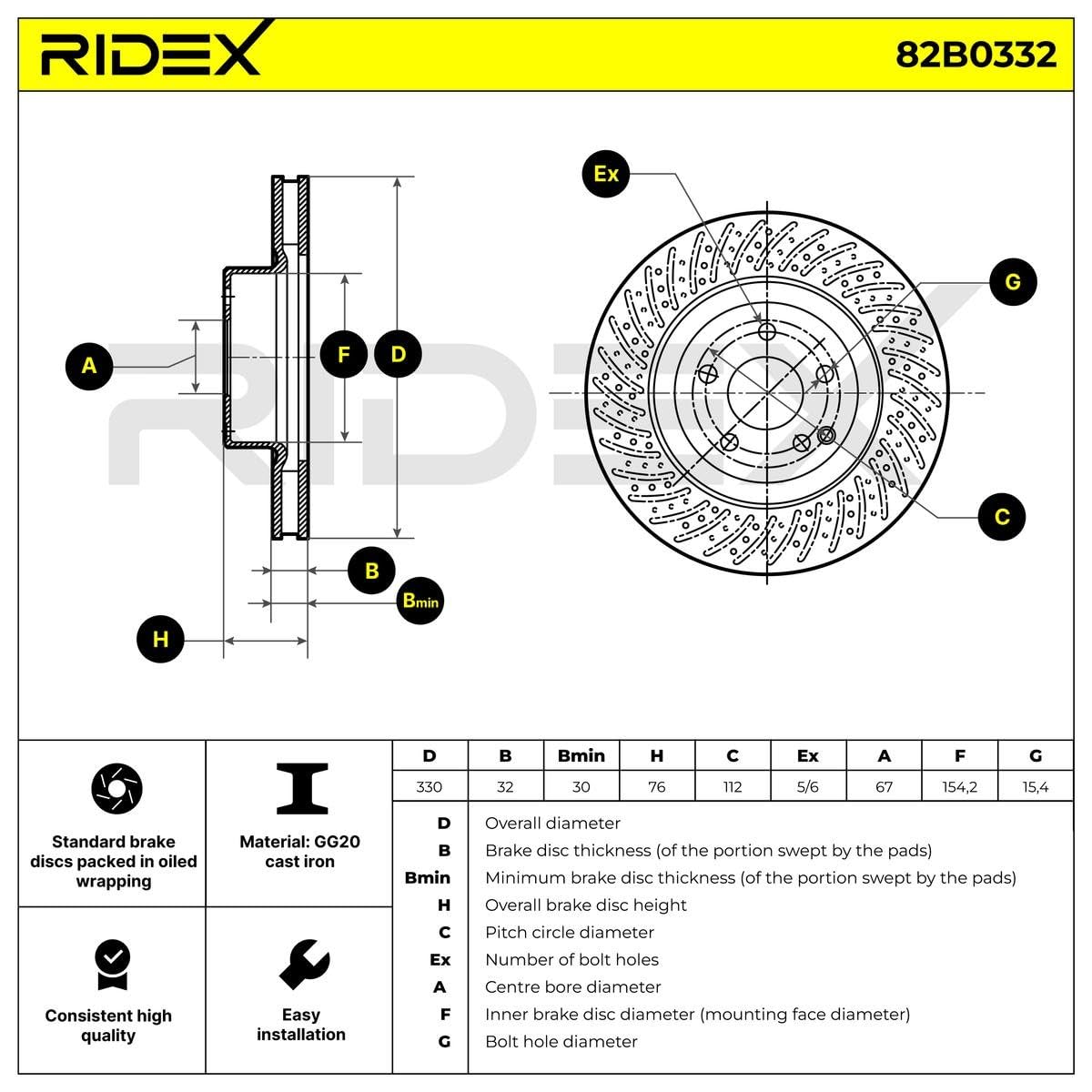 Disco De Freno Delantero RIDEX 282mm - Ventilado, Para Toyota Corolla, Suzuki Swace, Altura 46mm, Espesor 25mm