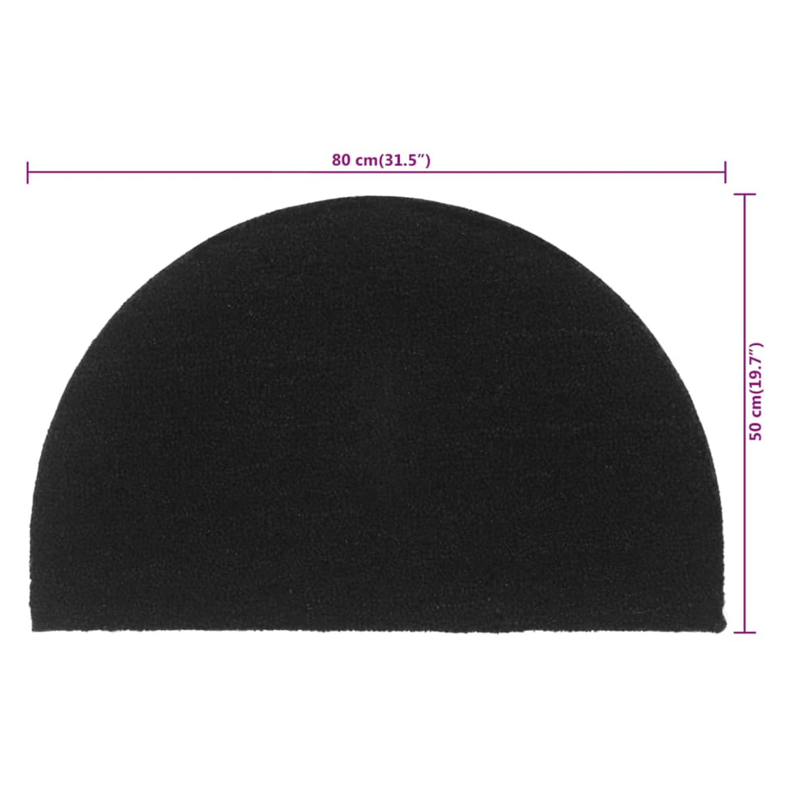 Tidyard Tapis de Porte Noir Demi-Rond 50x80 cm Fibre de Coco touffeté, Antidérapant Tapis de Sol pour Entrée, Couloir, Entrée, Cuisine, Chambre, Bureau