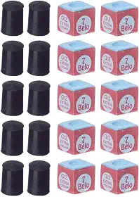 Kit 10 Giz 7 Belo + 10 Ponteiras Ristas Para Tacos de Sinuca e Bilhar