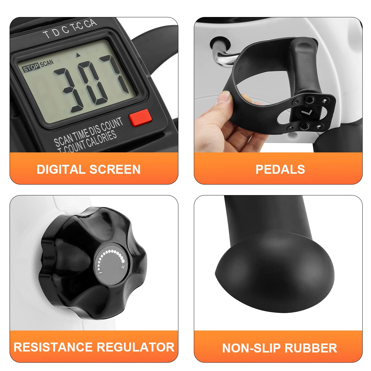 MOCOERL Mini Vélo d'Appartement Pliant, Pédalier Léger avec Résistance Réglable et Écran LCD, Appareil pour Jambes et Bras (Blanc)