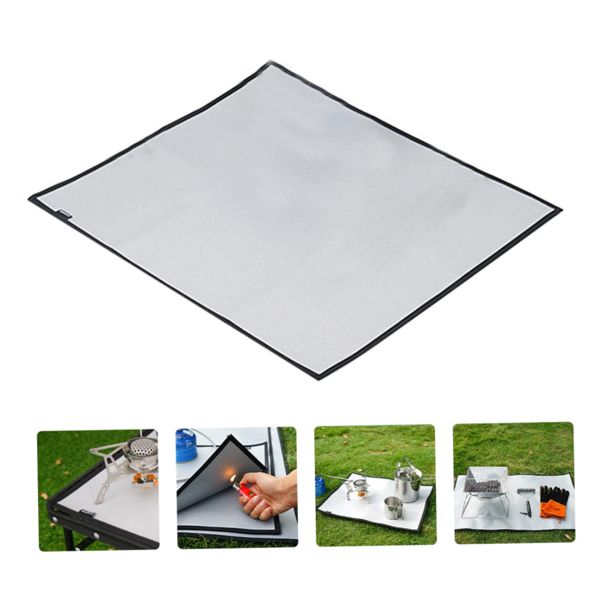Mikikit 1Pc Portable Fire Retardant Blanket Dual Sided Coated Mat for Outdoor Camping Picnics and Emergency Fire Safety Non Slip Heat Insulation